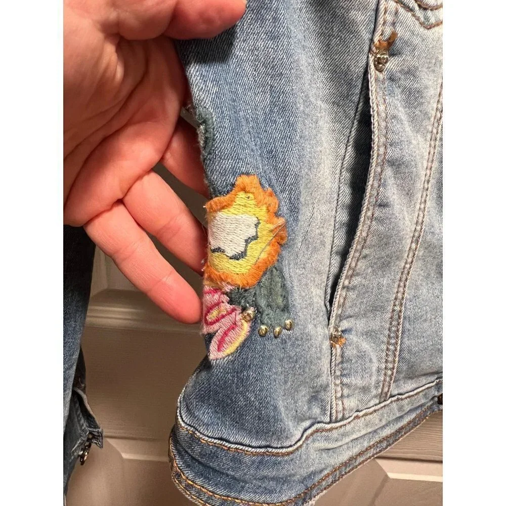 Mayoral | Denim Jean Jacket Embroidered‎ Flowers Sz 16 Girls